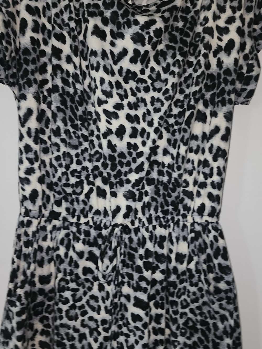 Black and White Leopard Print Short Sleeve One-Piece Skort